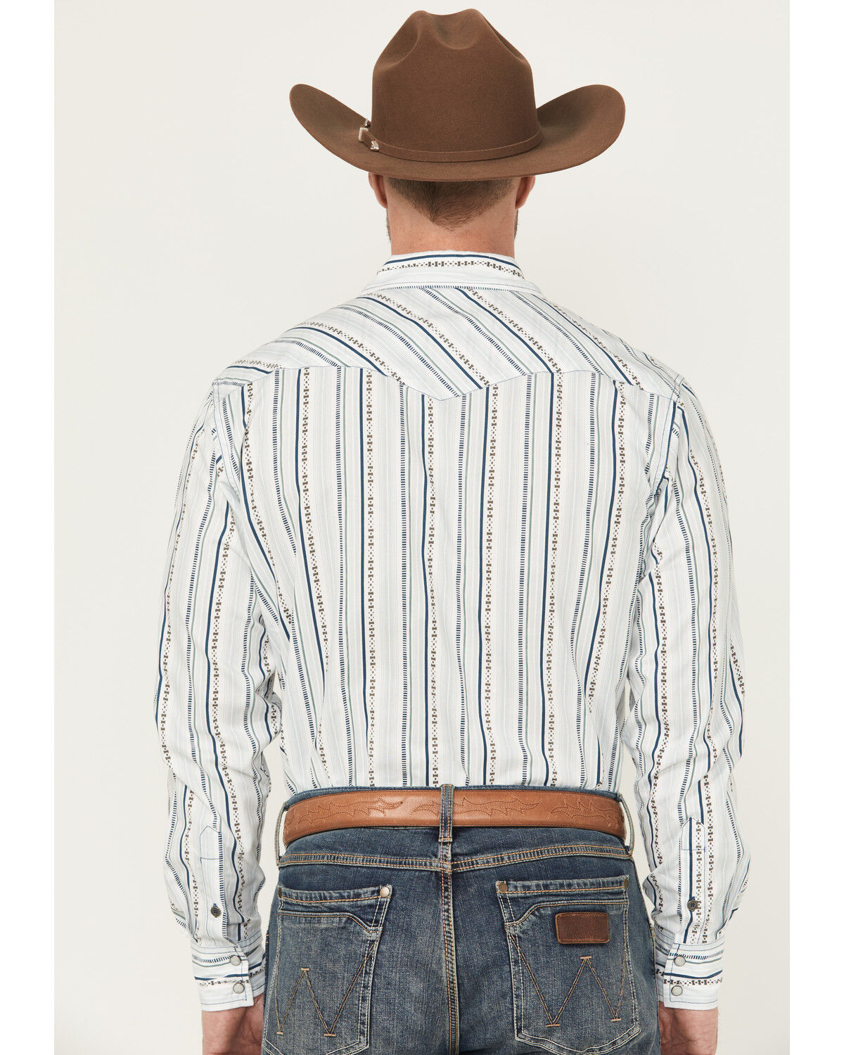 Image #4 - Cinch Men's Striped Long Sleeve Snap Western Shirt, White, hi-res