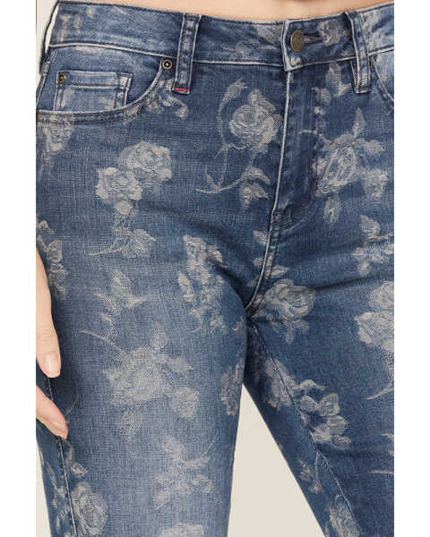Image #2 - Idyllwind Women's High Risin Floral Drive Flare Jeans, Dark Medium Wash, hi-res