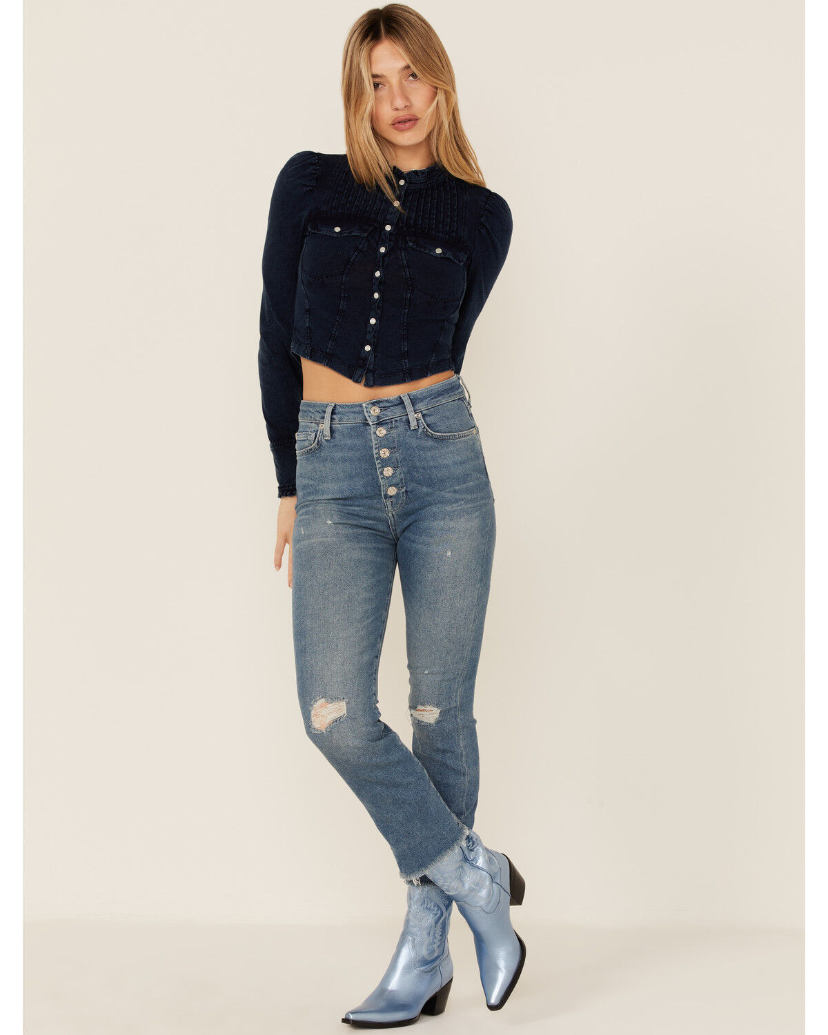 Image #1 - 7 For All Mankind Women's Ultra High Rise Slim Kick-Flare Jeans, Blue, hi-res