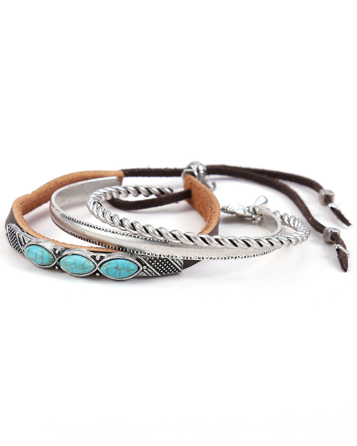 Image #2 - Cowgirl Confetti Women's Rolling Stone Cuff Bracelet Set - 3 Piece, Silver, hi-res