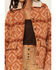 Shyanne Women's Southwestern Blanket Sherpa Lined Jacket , Caramel, hi-res