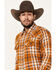 Image #2 - Cody James Men's Tidal Wave Plaid Print Long Sleeve Snap Western Flannel, Caramel, hi-res