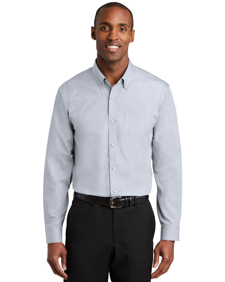 Red House Men's Ice Grey Nailhead Non-Iron Long Sleeve Work Shirt , Grey, hi-res