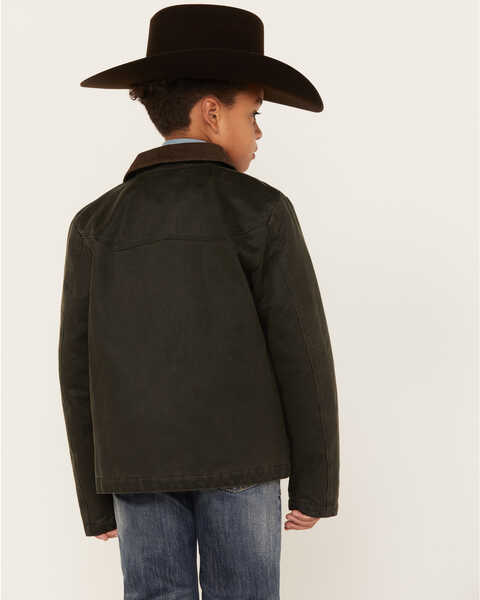 Cody James Boys' Rancher Faux Oil Skin Field Jacket, Olive, hi-res