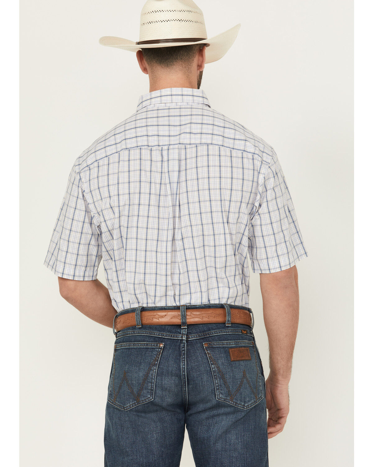 Image #4 - Wrangler Men's Classic Plaid Print Short Sleeve Button-Down Western Shirt, White, hi-res
