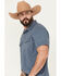 Image #2 - Ariat Men's Retro Southwestern Print Short Sleeve Snap Stretch Polo Shirt, Blue, hi-res