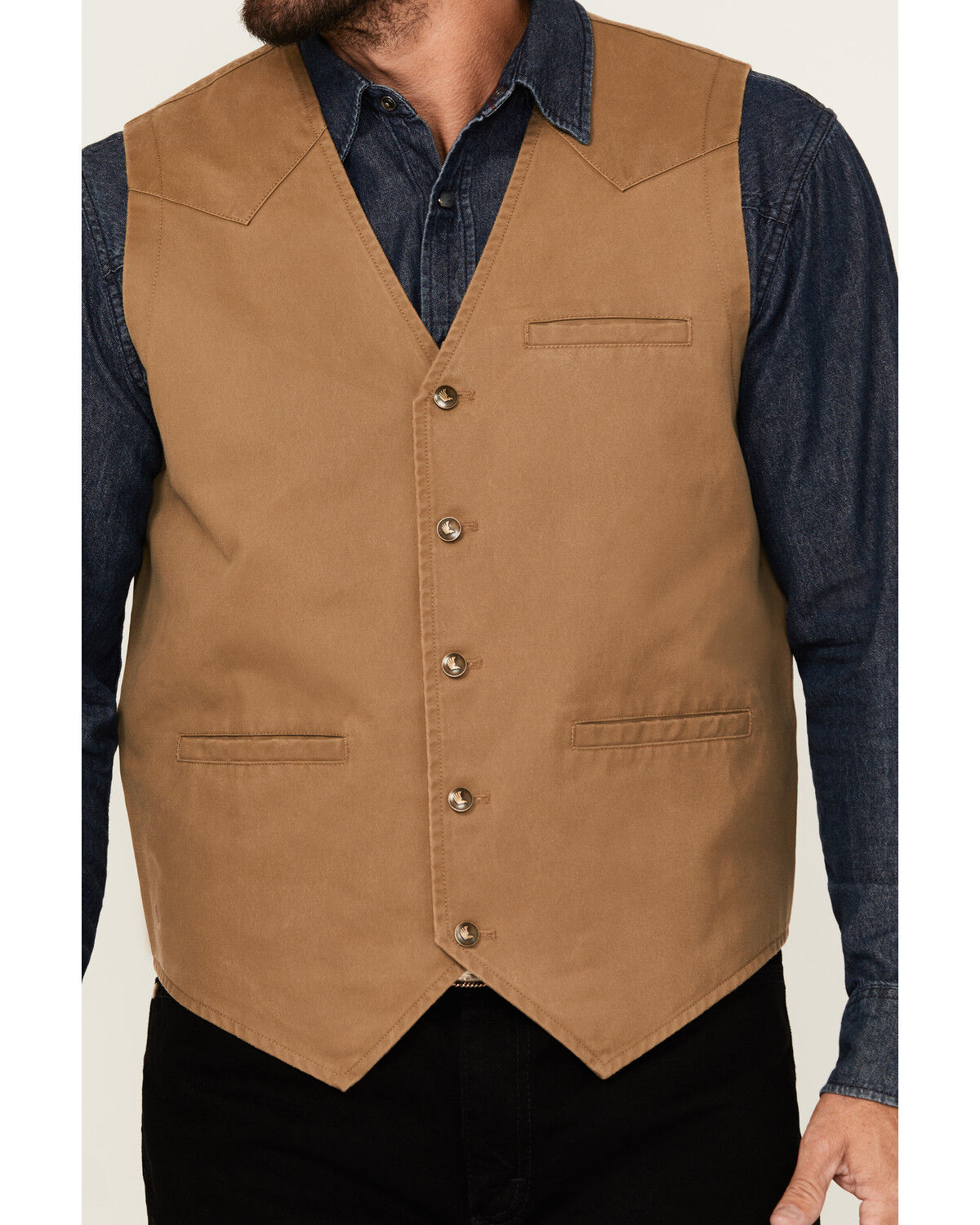 Image #3 - Cody James Men's Pancho Villa Oil Skin Vest, Tan, hi-res