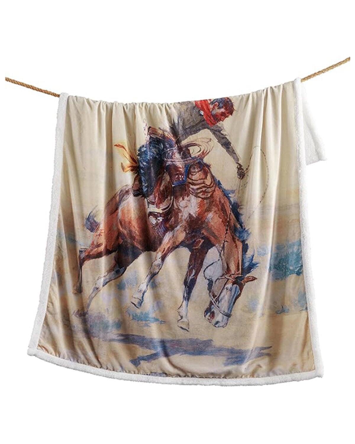 Image #2 - HiEnd Accents Buster Campfire Sherpa Throw Blanket, Tan, hi-res