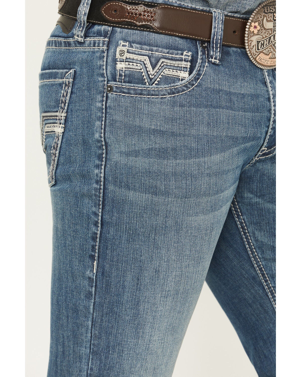 Image #2 - Rock & Roll Denim Men's Medium Wash Revolver Slim Straight Stretch Denim Jeans, Medium Wash, hi-res