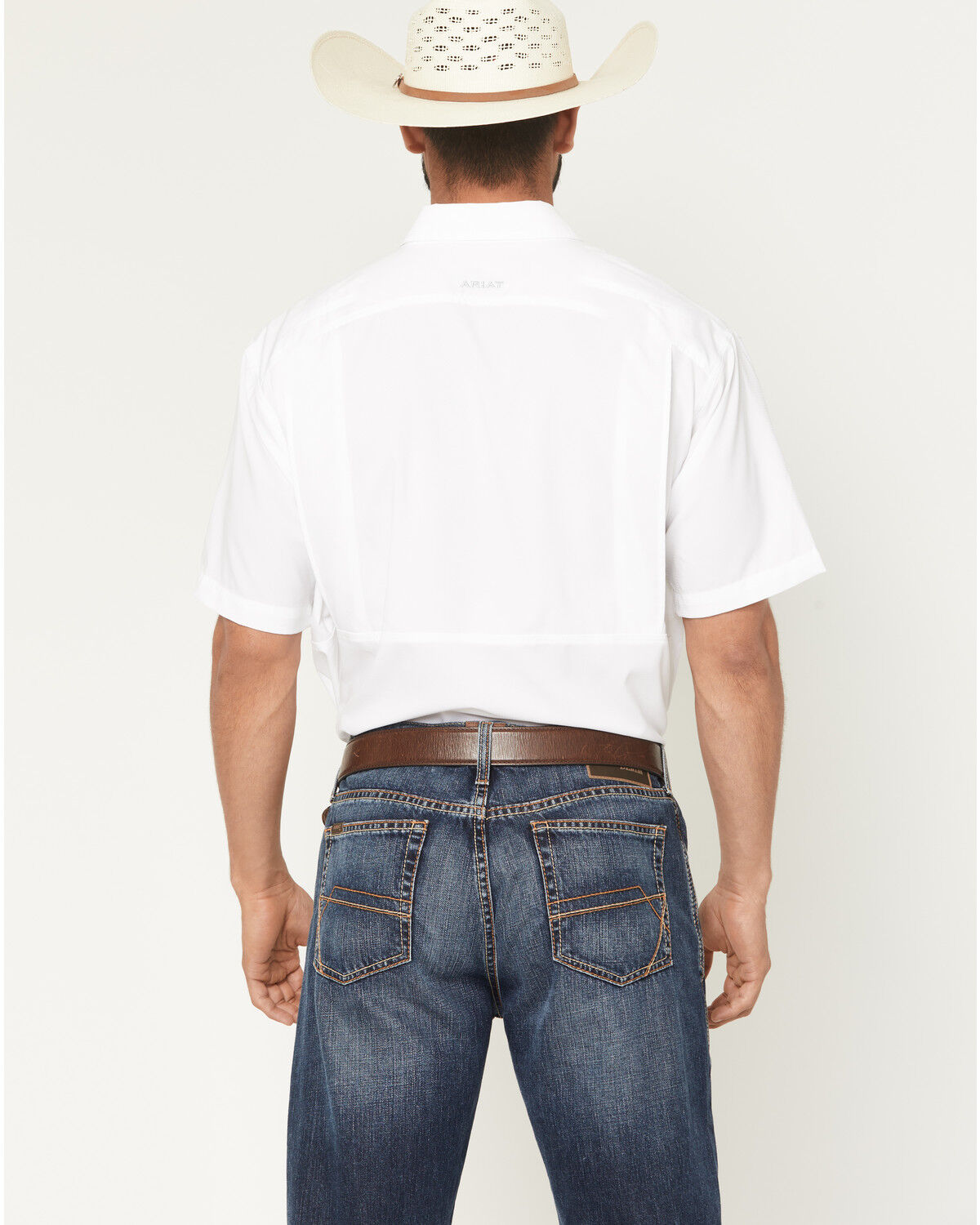 Image #4 - Ariat Men's VentTEK Solid Short Sleeve Button-Down Western Shirt, White, hi-res