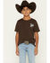 Image #1 - Sable Sky Boys' Rodeo Bull Rider Short Sleeve Graphic T-Shirt, Dark Brown, hi-res