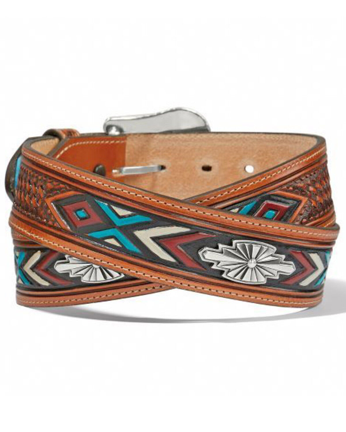 Image #3 - Justin Men's Sierra Sunrise Leather Belt, Brown, hi-res