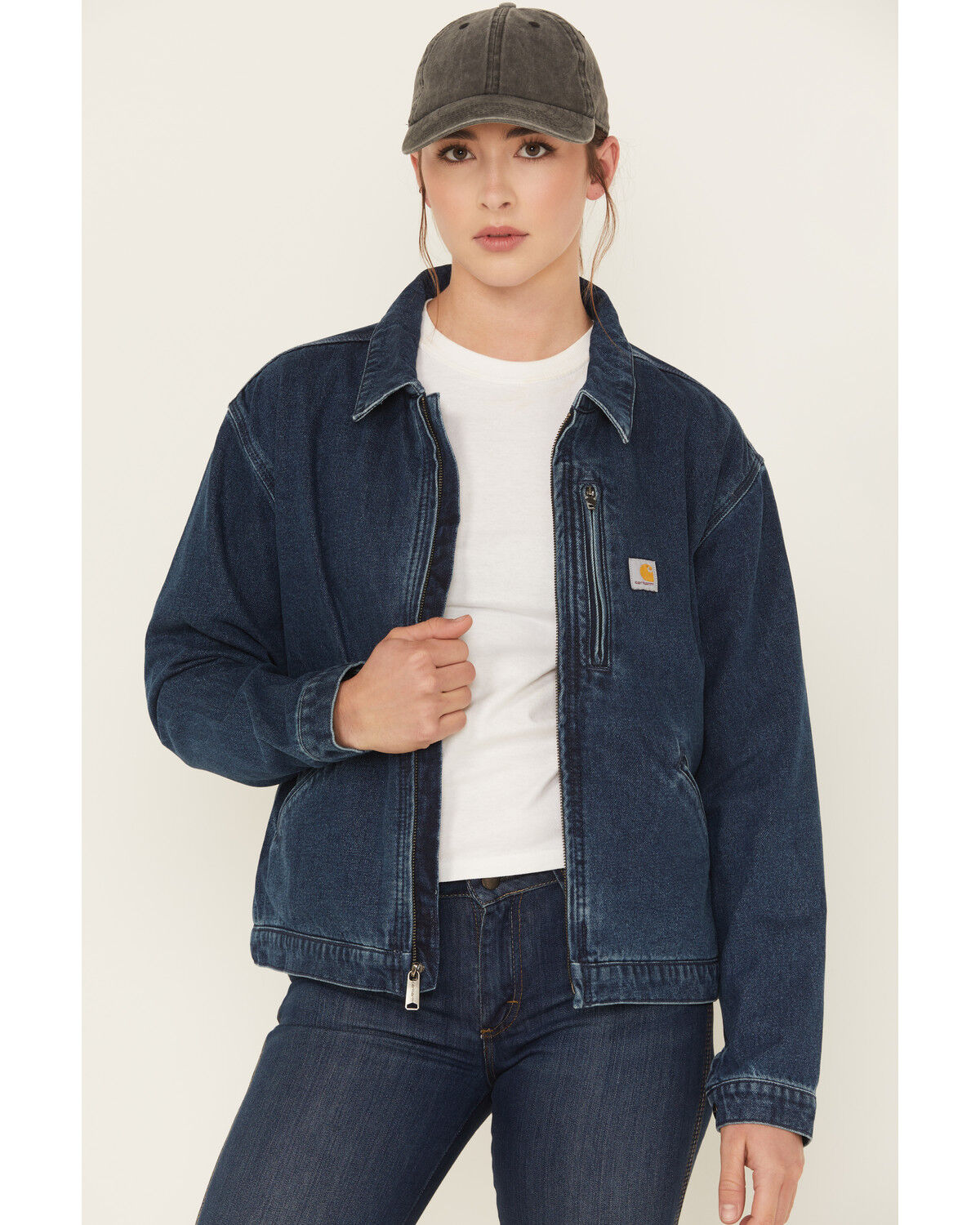 Image #2 - Carhartt Women's Detroit Loose Fit Denim Jacket, Medium Blue, hi-res