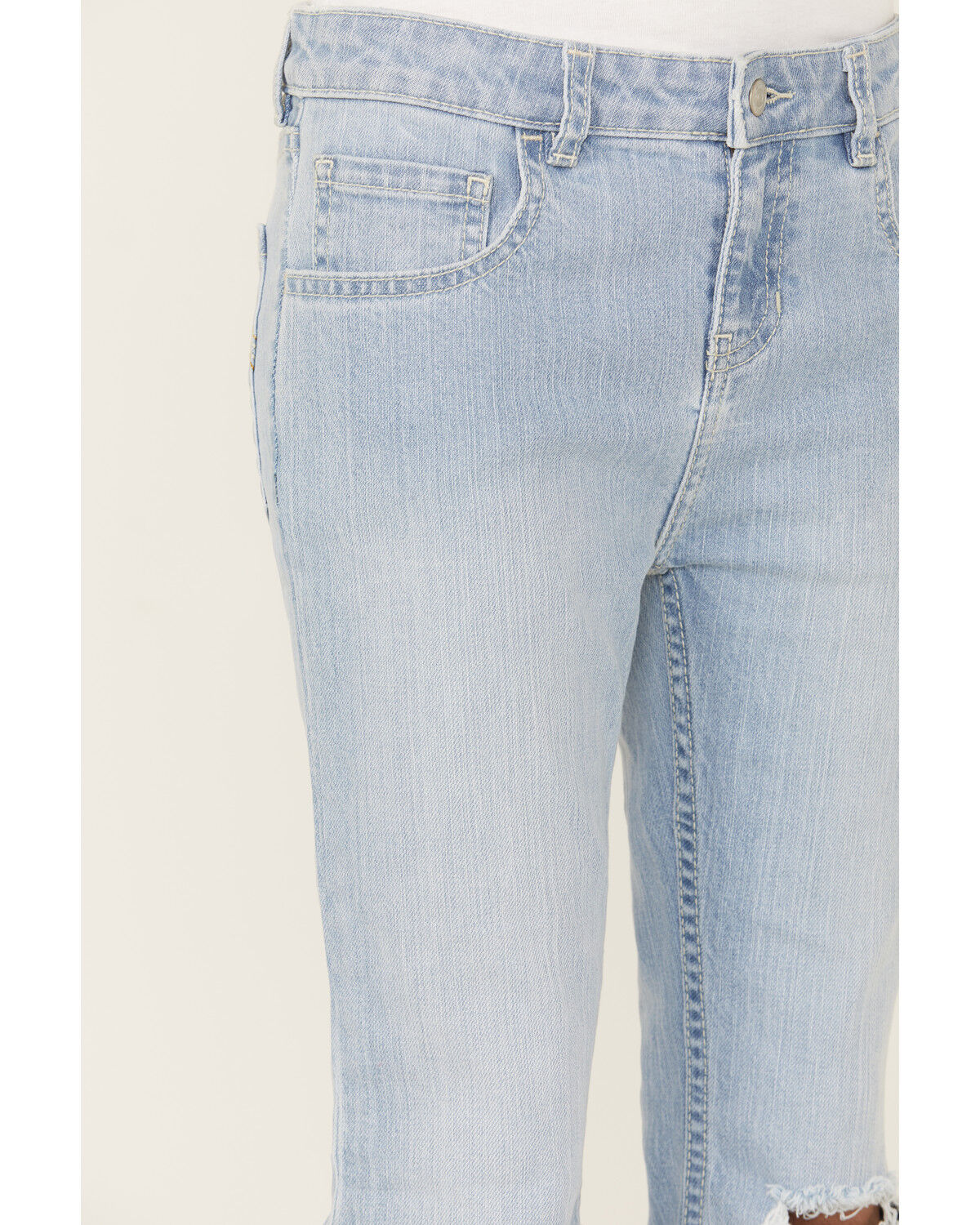 Image #2 - Shyanne Girls' Destructed Knee Flare Jeans, Light Wash, hi-res