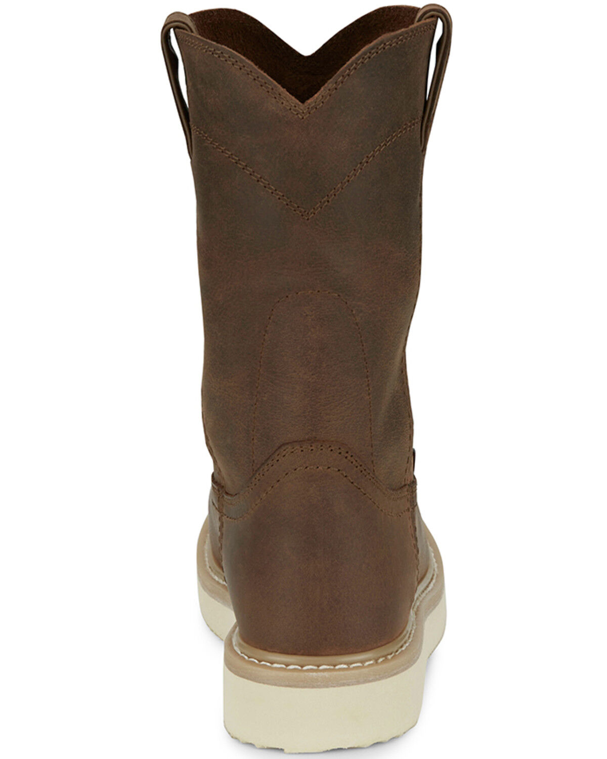 Image #5 - Justin Men's Pull-On Work Boots - Steel Toe, Brown, hi-res