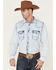 RRR Distinctly American Men's Vintage Light Denim Long Sleeve Snap Western Shirt , Light Blue, hi-res