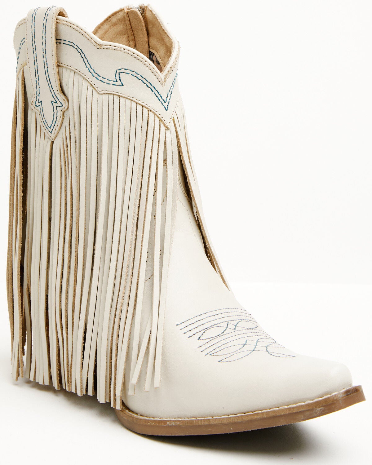 Idyllwind Women's Fringe with Benefits Western Booties - Snip Toe, White, hi-res