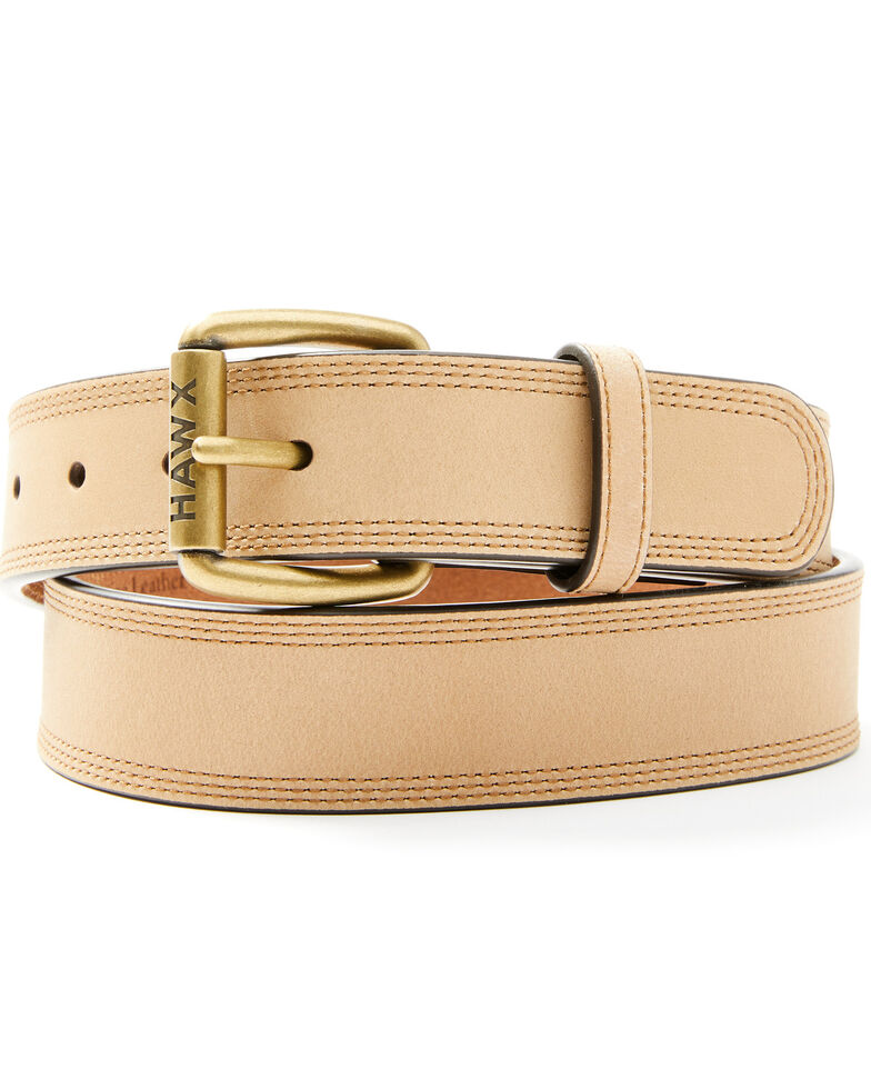 Hawx Men's Tan Triple Stitched Belt, Tan, hi-res
