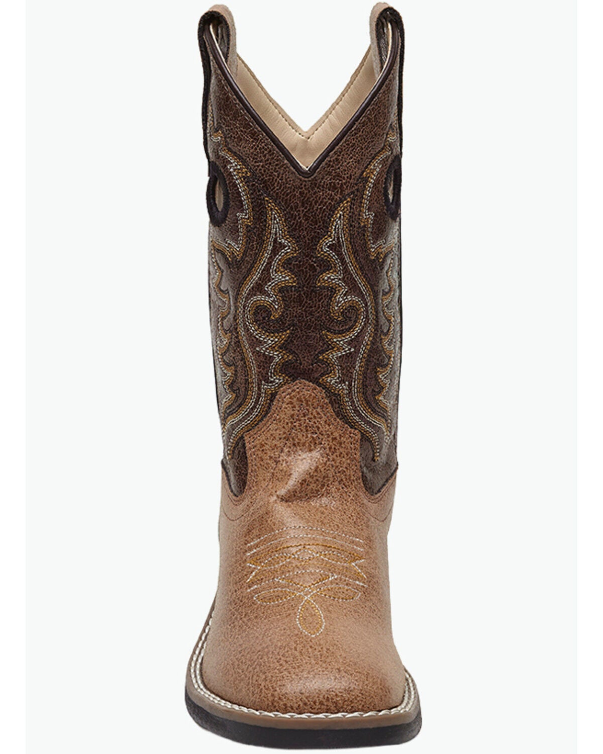 Image #4 - Old West Little Boys' Crackle Western Boots - Broad Square Toe, Tan, hi-res