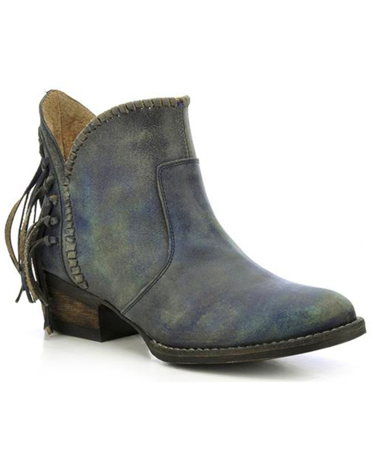 Image #1 - Circle G Women's Fringe Booties - Round Toe, , hi-res