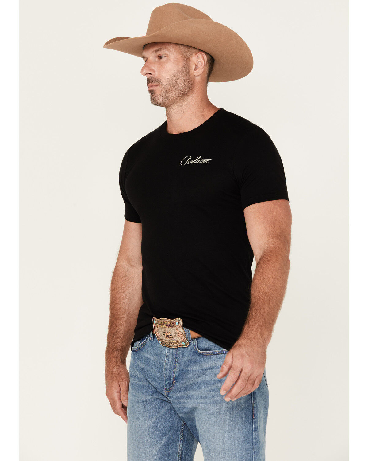 Image #2 - Pendleton Men's Boot Barn Exclusive Pinto Mountains Short Sleeve Graphic T-Shirt, Black, hi-res