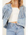 Wrangler Women's Throwback Fringe Jacket, Blue, hi-res