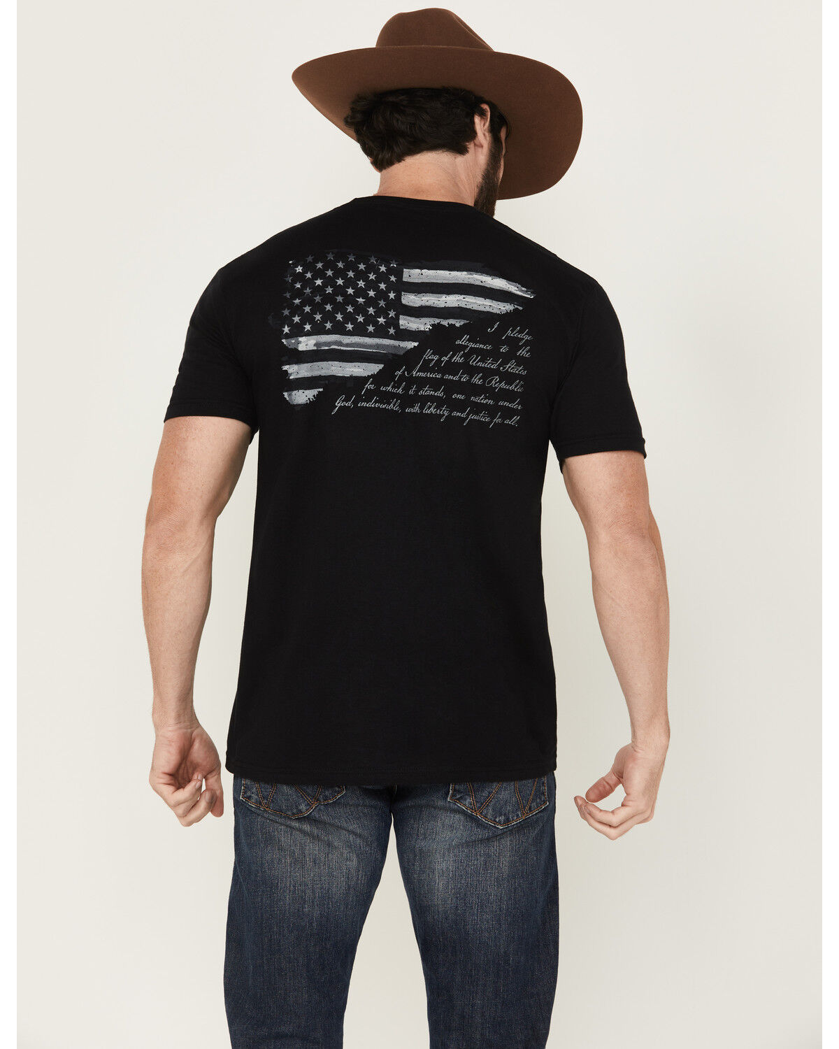 Image #1 - Kick Brass Men's Pledge Of Allegiance Short Sleeve Graphic T-Shirt, Black, hi-res