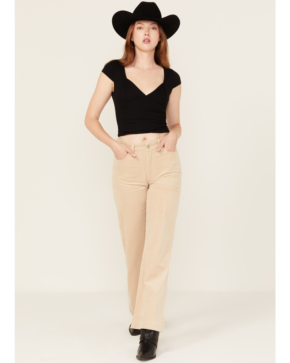 Image #1 - Dear John Women's Fiona Corduroy High Rise Wide Leg Stretch Jeans, Cream, hi-res