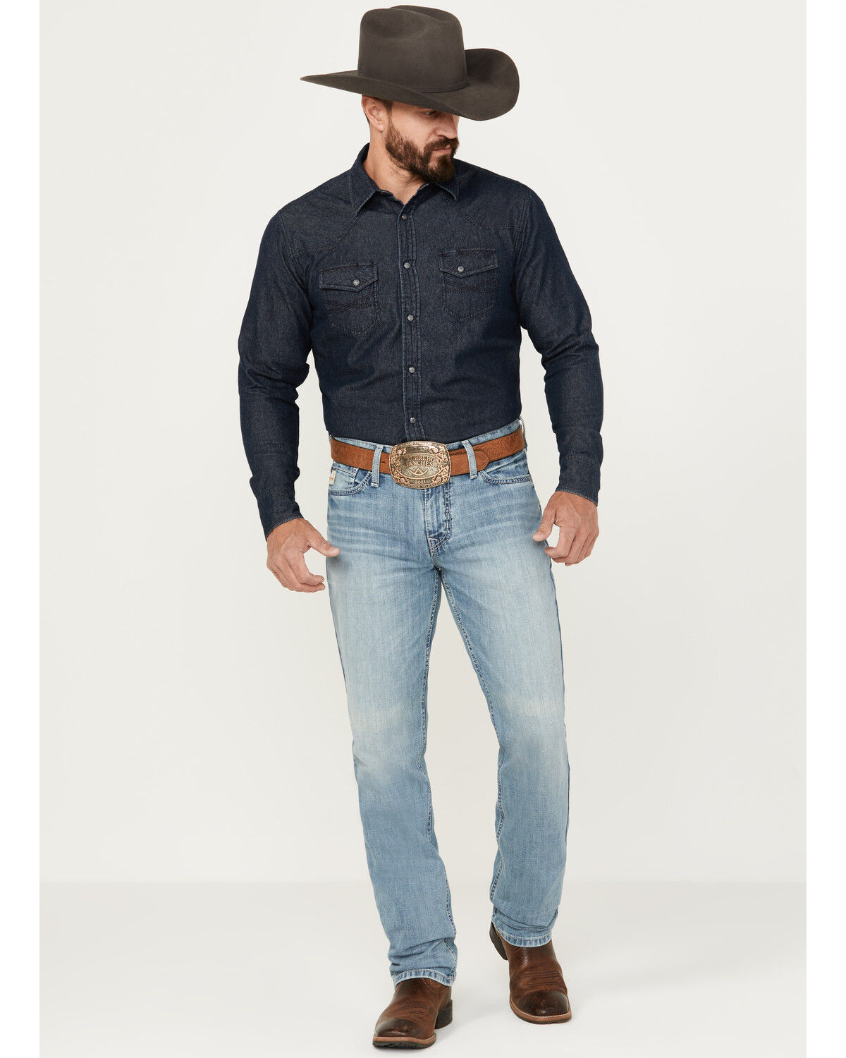 Image #1 - Cinch Men's Light Wash Slim Straight Performance Stretch Denim, Indigo, hi-res