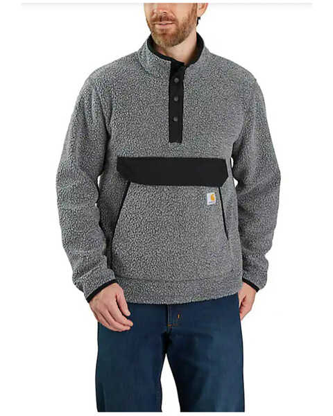 Carhartt Men's Relaxed Fit Quarter-Snap Fleece Pullover, Grey, hi-res