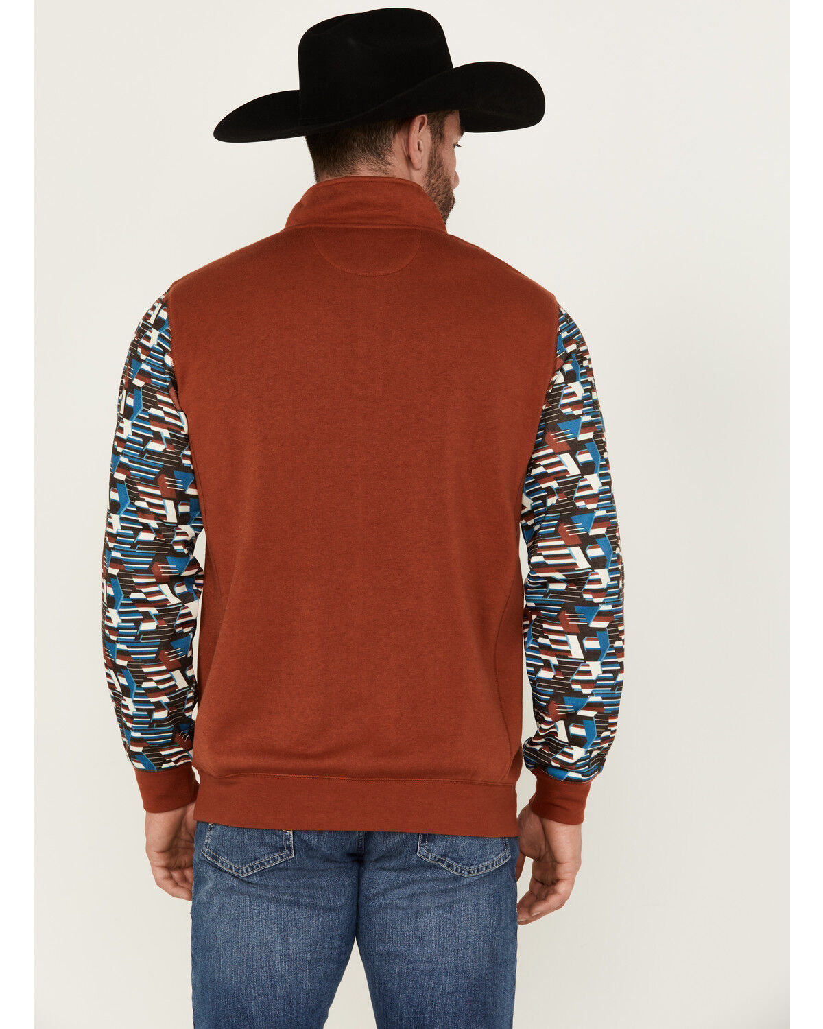 Image #4 - RANK 45® Men's Baygen Colorblock Pullover, Dark Orange, hi-res