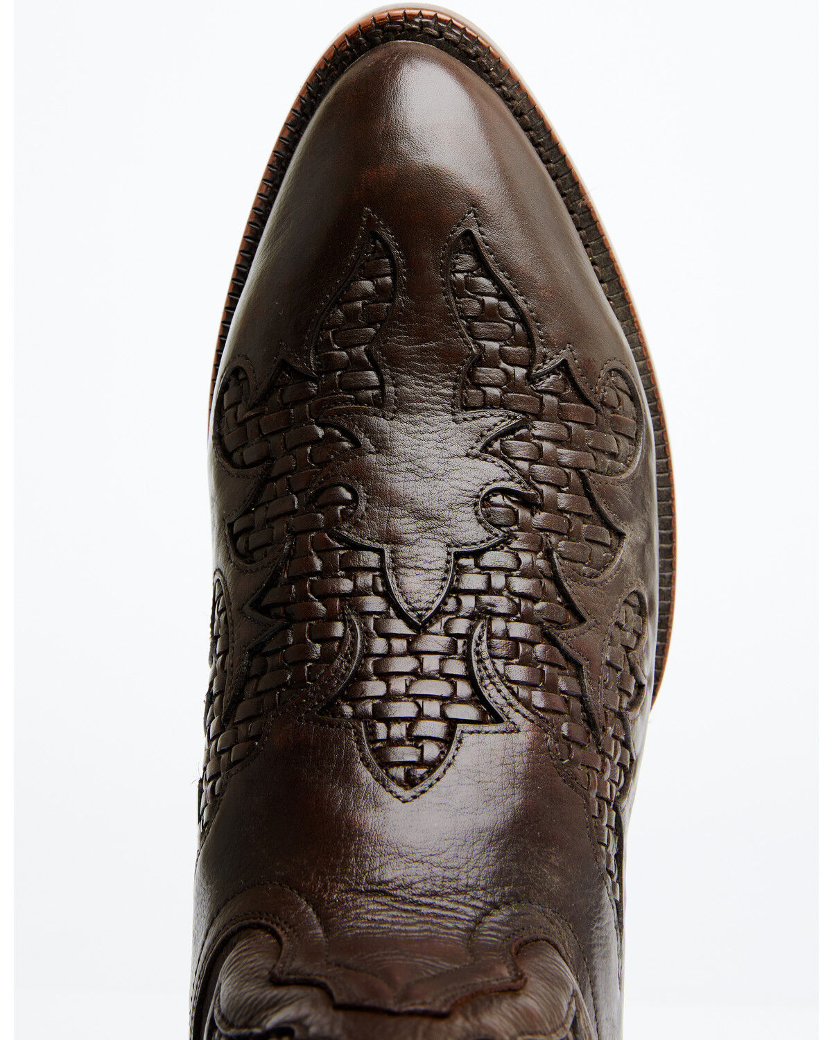 Image #6 - El Dorado Men's Basket Weave Western Boots - Round Toe, Brown, hi-res