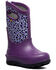 Image #1 - Bogs Girls' Neo-Classic Joyful Jungle Rubber Boots - Round Toe, Purple, hi-res