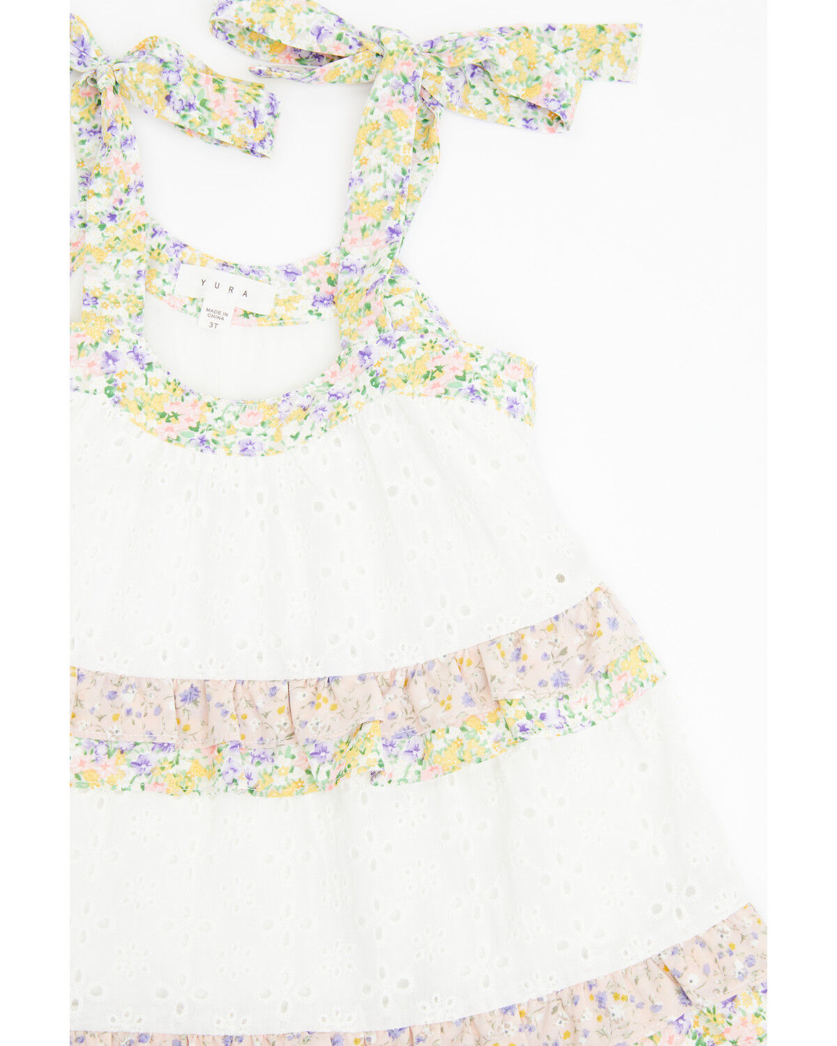 Image #2 - Yura Toddler Girls' Tiered Ruffled Eyelet Dress, White, hi-res