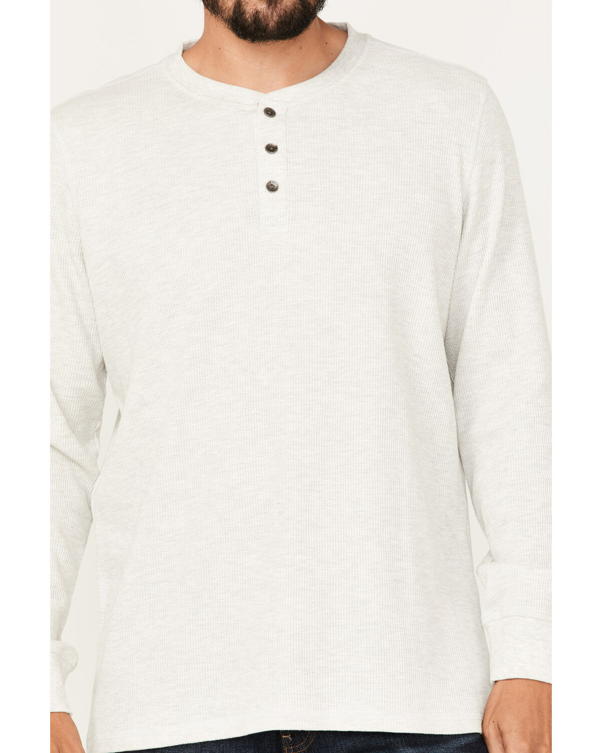 Image #3 - North River Men's Heathered Waffle Long Sleeve Henley, Natural, hi-res
