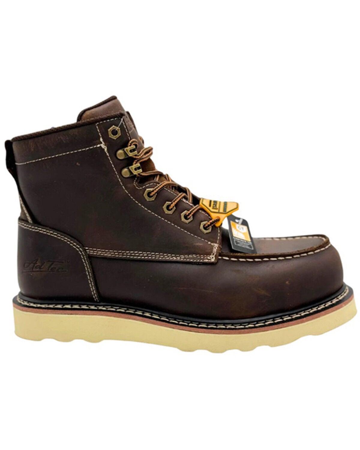 Image #2 - AdTec Men's 6" Rancho Moc Work Boots - Soft Toe, Dark Brown, hi-res