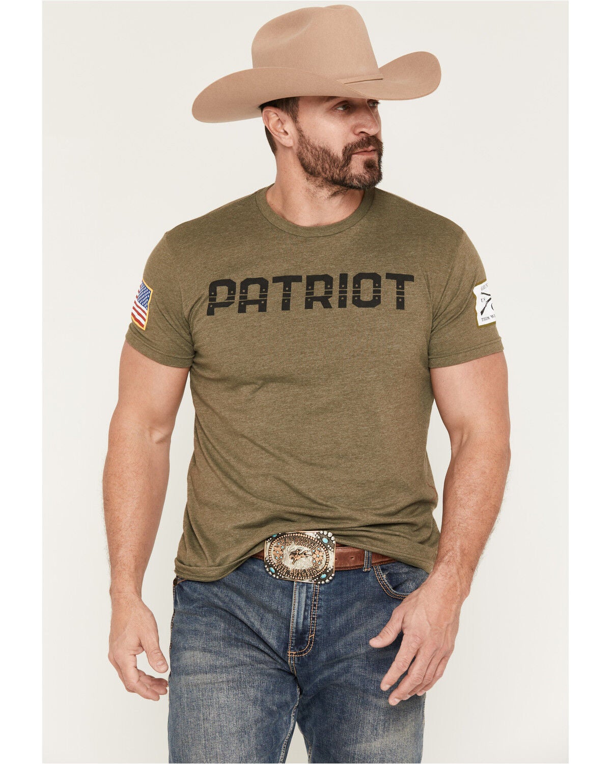 Grunt Style Men's Patriot Short Sleeve Graphic T-Shirt - Big, Olive, hi-res