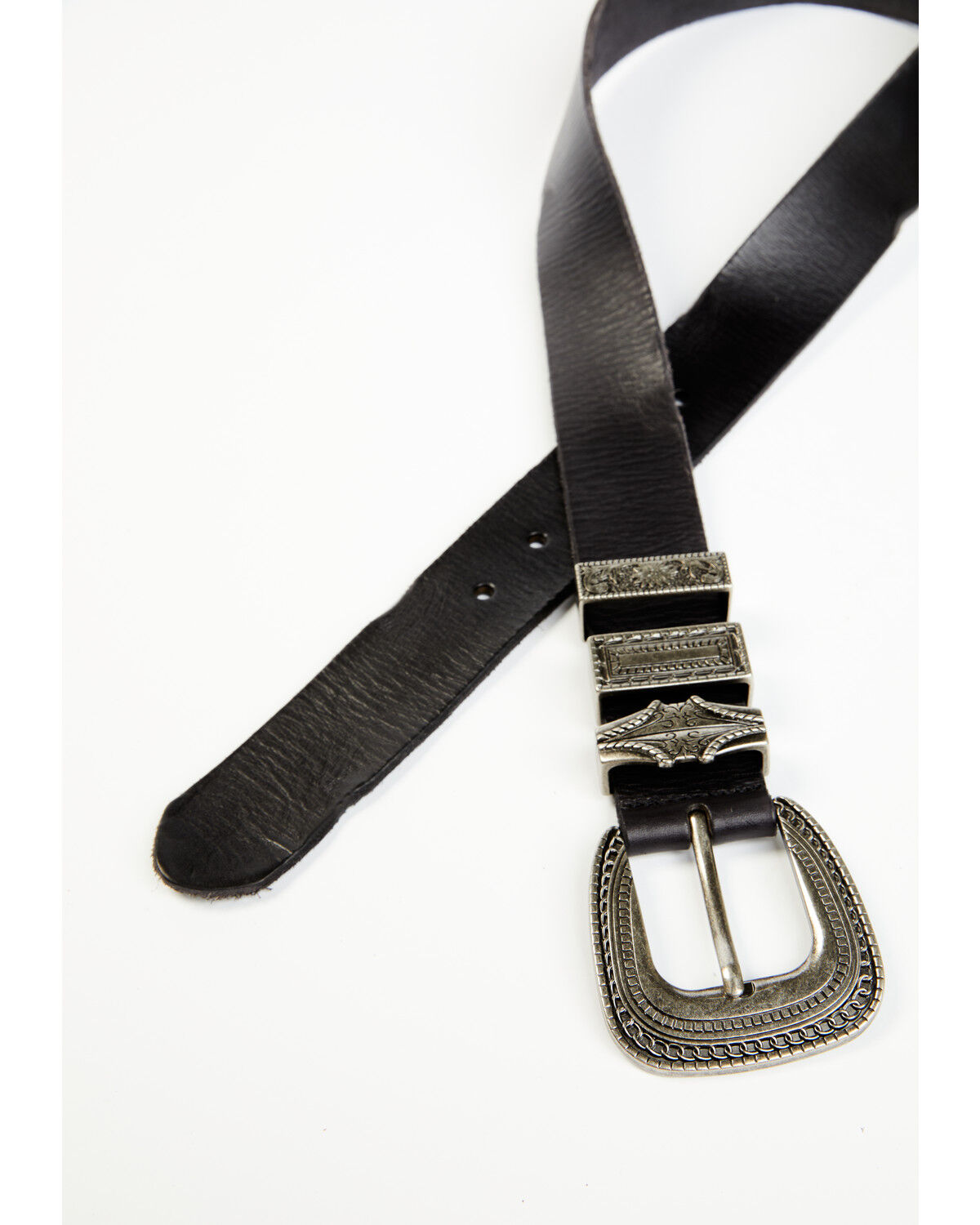 Image #2 - Shyanne Women's Black Triple Keeper Leather Belt, Black, hi-res