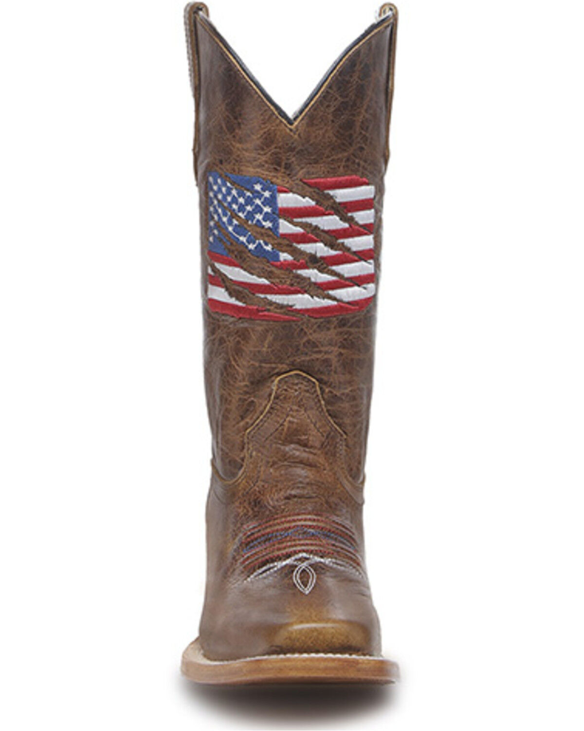Image #3 - Corral Girls' Patriotic Embroidered Western Boots - Broad Square Toe, Brown, hi-res