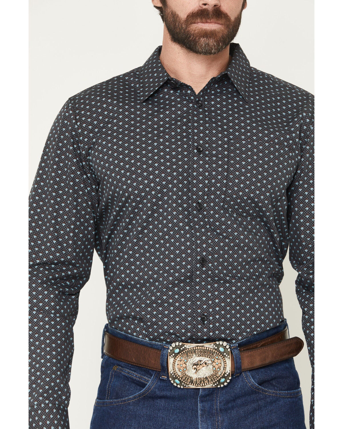 Image #3 - Gibson Trading Co Men's Moonflower Floral Geo Print Long Sleeve Button-Down Western Shirt - Tall, Black, hi-res