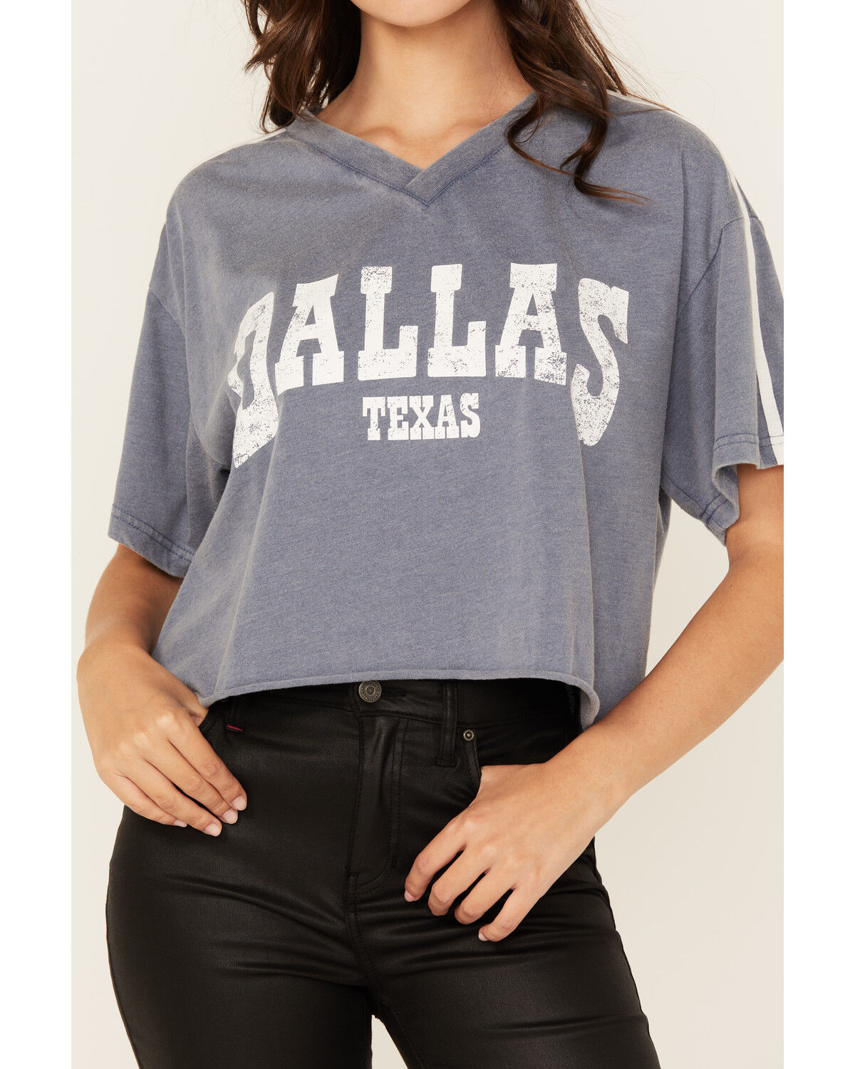 Image #3 - Youth in Revolt Women's Dallas Varsity Short Sleeve Graphic Tee, Blue, hi-res