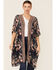 Angie Women's Floral Print Kimono, Charcoal, hi-res