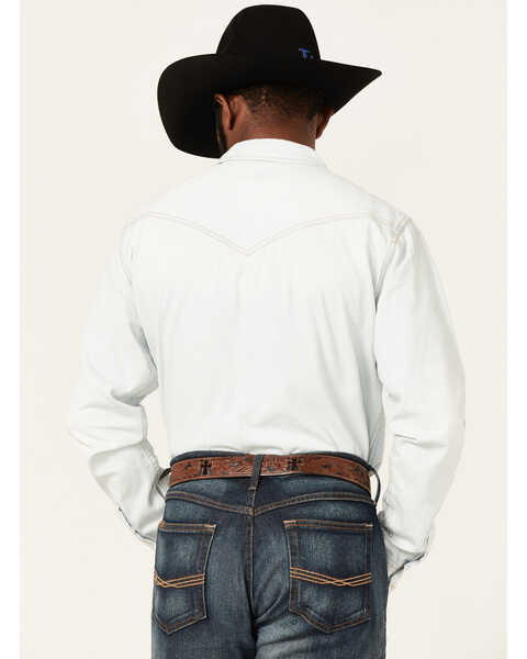 Image #4 - Cody James Men's Fort Summer Light Wash Long Sleeve Pearl Snap Western Denim Shirt , Light Wash, hi-res