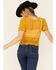 Image #4 - Very J Women's Mustard Circle Crochet Short Sleeve Crop Top, Mustard, hi-res