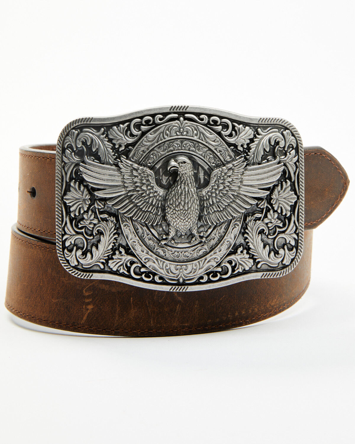 Image #2 - Cody James Men's Lawson Eagle Buckle Belt, Brown, hi-res