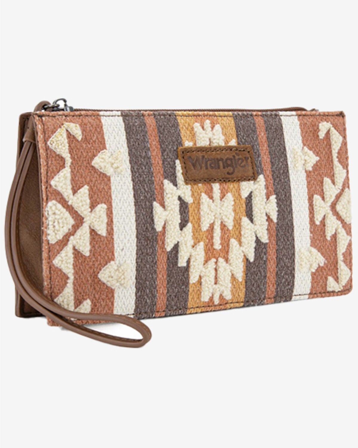 Wrangler Women's Sherpa Southwestern Print Canvas Clutch, Brown, hi-res