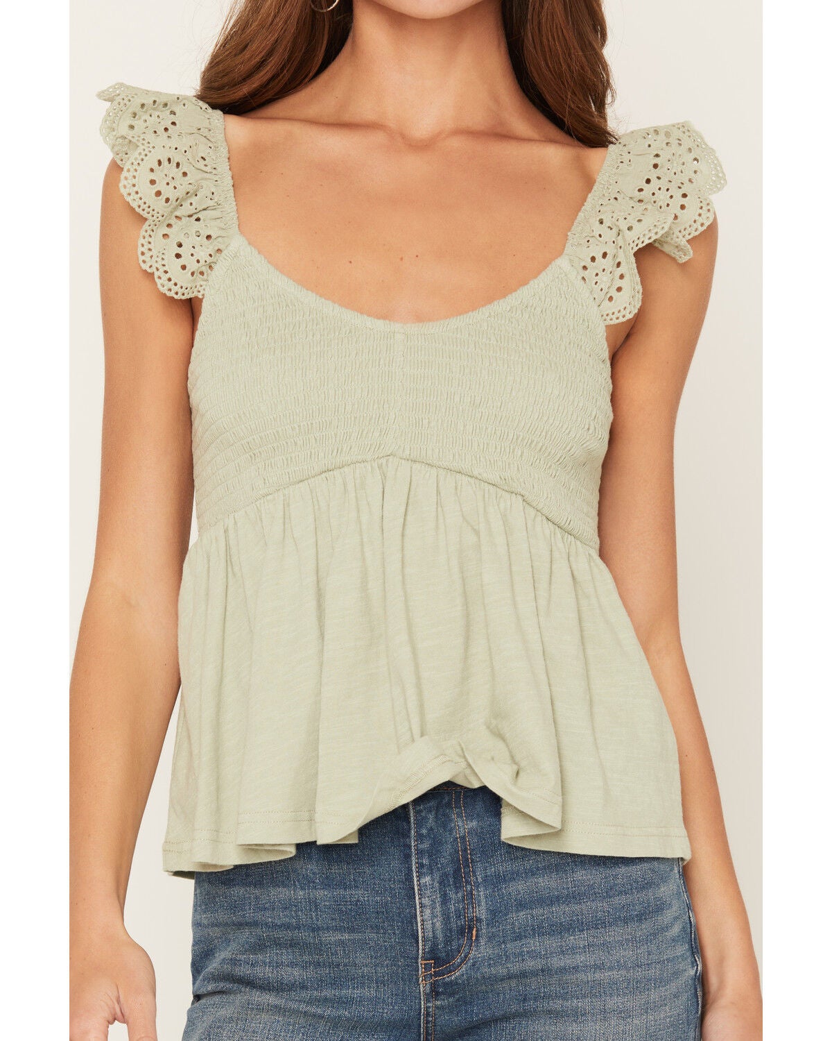 Image #3 - Cleo + Wolf Women's Solid Flutter Sleeve Shirt, Mint, hi-res