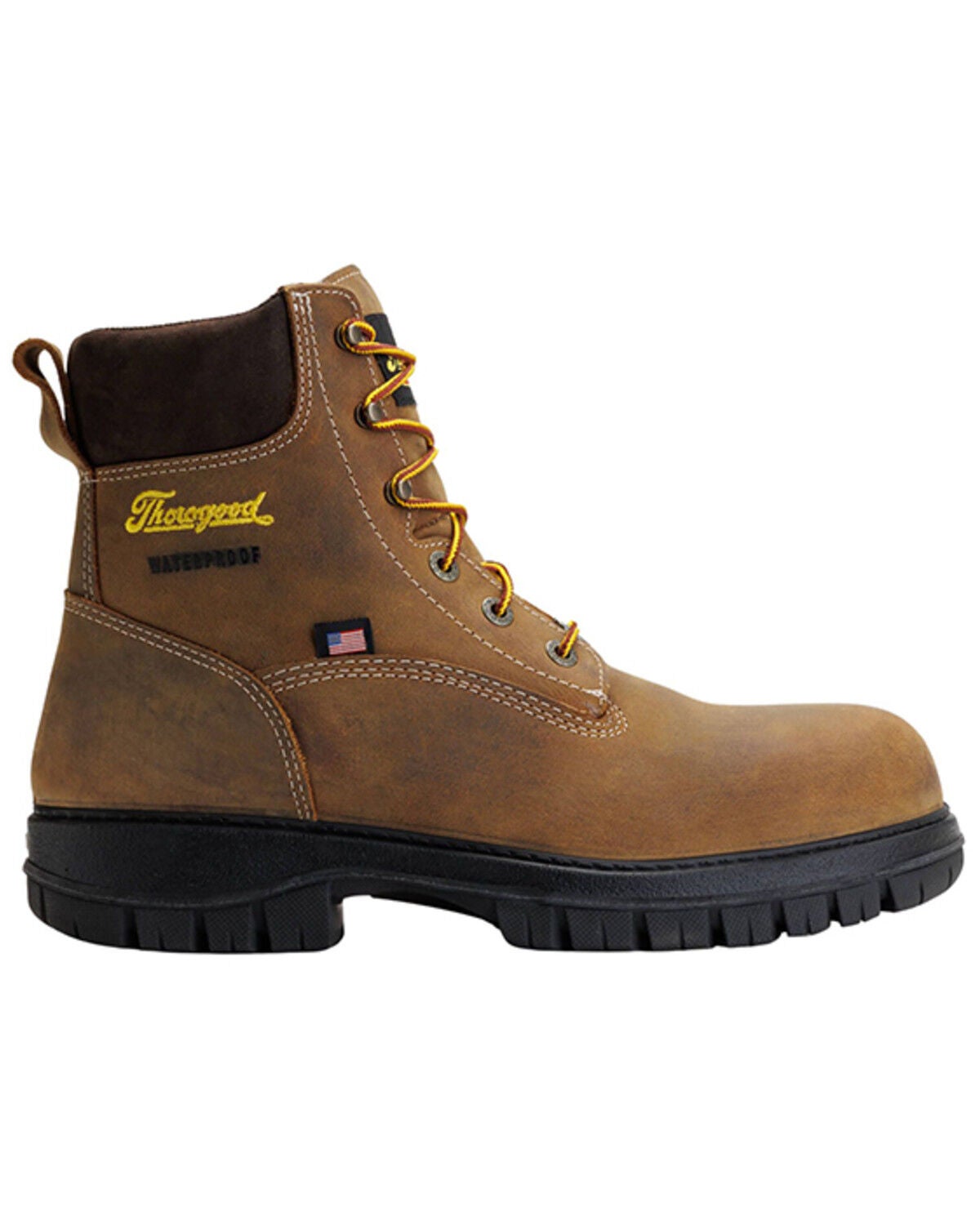 Image #2 - Thorogood Men's 6" USA Genesis Waterproof Work Boots - Nano Toe, Brown, hi-res