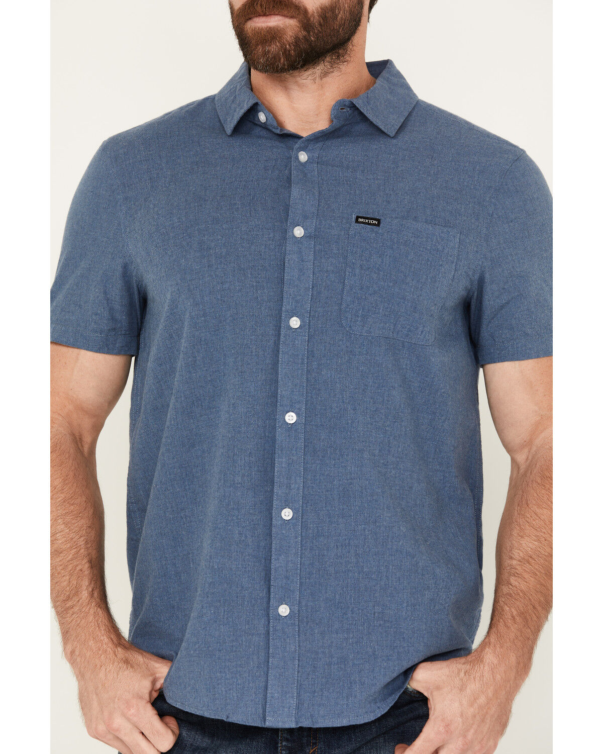 Image #3 - Brixton Men's Charter Short Sleeve Button-Down Shirt, Blue, hi-res