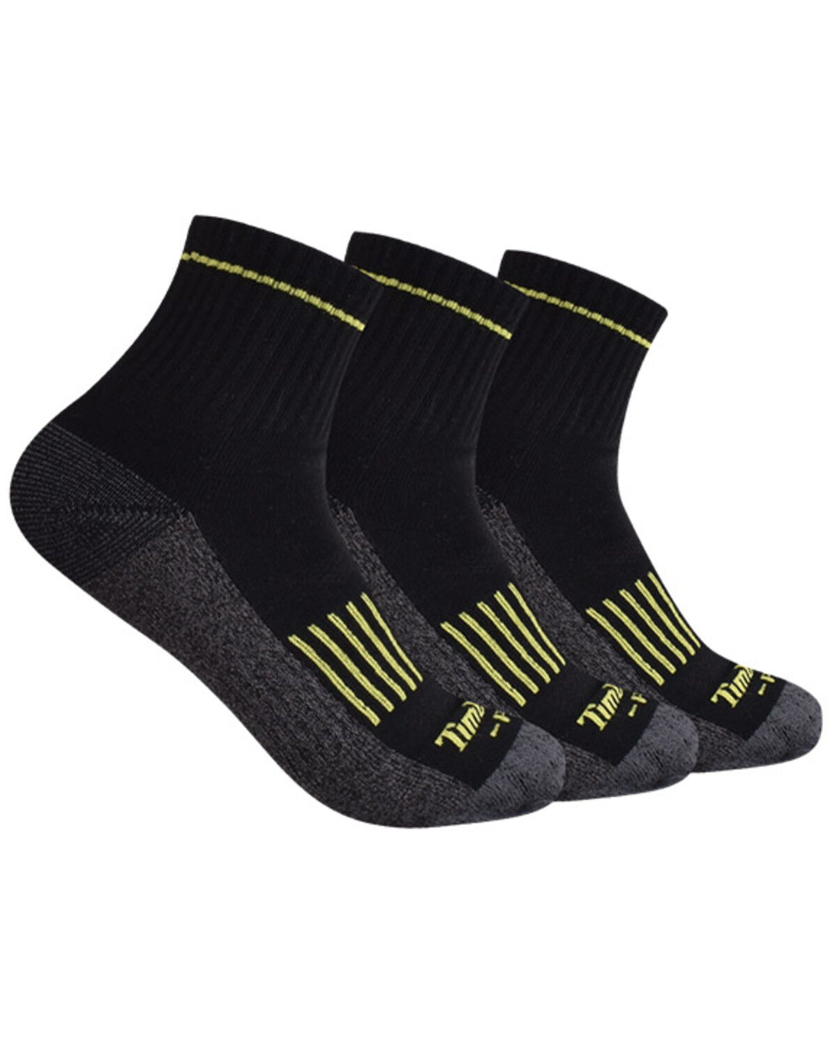 Image #3 - Timberland PRO Men's Rugged Accent 1.2 Cushion Quarter Socks - 3 Piece, Black, hi-res